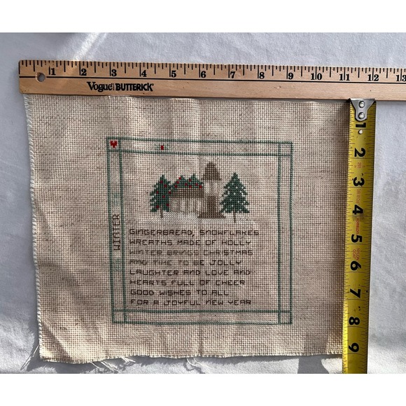 Crossstitch Winter Scene 6 1/2 inches by 6 1/2 inches pic area - Picture 5 of 6